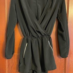 Black long sleeved romper